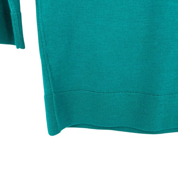 Halogen Teal Blue Merino Wool 3/4 Sleeve Sweater Size Small - Picture 9 of 14